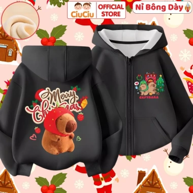 Áo Hoodie Nỉ Bông Noel Capybara Dễ Thương - Vải Mềm Ấm Giữ Nhiệt, Giá 214k 5