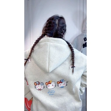 Áo Hoodie Nỉ Mèo Kitty Unisex Form Rộng – Thời Trang Thu Đông Nam Nữ, Nỉ Mềm Mịn Ấm Áp, Giá Ưu Đãi 185k