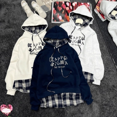 Áo Hoodie Nữ Nỉ Mũ Pha Kẻ Chất Ấm Dày Dặn, Mềm Mại, Quảng Châu Giảm 370.500₫