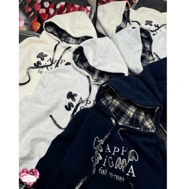 Áo Hoodie Nữ Nỉ Mũ Pha Kẻ Chất Ấm Dày Dặn, Mềm Mại, Quảng Châu Giảm 370.500₫