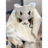 Áo Hoodie Nữ Xám Nhạt Tai Mèo và Hình Mèo Cartoon Dễ Thương - Trendy RTOML