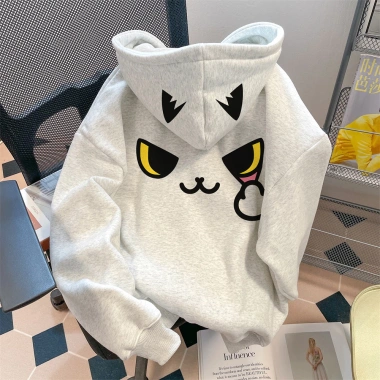 Áo Hoodie Nữ Xám Nhạt Tai Mèo và Hình Mèo Cartoon Dễ Thương - Trendy RTOML 3 Áo Hoodie Nữ Xám Nhạt Tai Mèo và Hình Mèo Cartoon Dễ Thương - Trendy RTOML 3