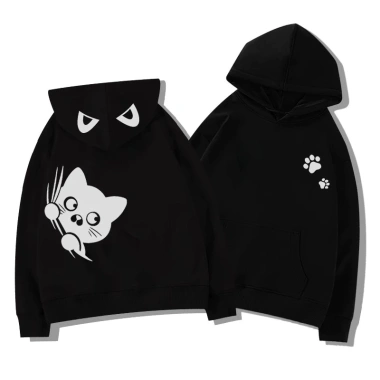 Áo Hoodie Unisex Xám Mềm Mại In Chú Mèo Đen Cute - Chất Liệu Cao Cấp RTOML Giá 99.000