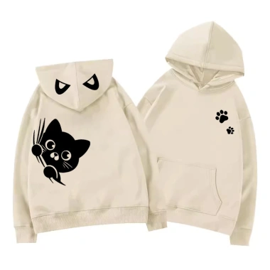 Áo Hoodie Unisex Xám Mềm Mại In Chú Mèo Đen Cute - Chất Liệu Cao Cấp RTOML Giá 99.000