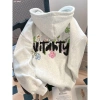 Áo Hoodie Unisex Xám Mềm Mại In Chữ VITALITY Hoa Văn Phong Cách Streetwear - 99k