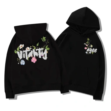 Áo Hoodie Unisex Xám Mềm Mại In Chữ VITALITY Hoa Văn Phong Cách Streetwear - 99k