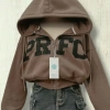 Áo Hoodie Zip Croptop Nỉ dày thêu chữ, túi trong, mũ to - Đi chơi 180.000 VND