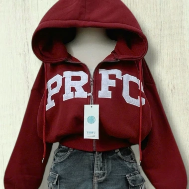 Áo Hoodie Zip Croptop Nỉ dày thêu chữ, túi trong, mũ to - Đi chơi 180.000 VND
