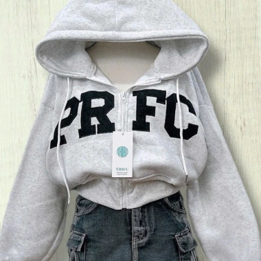 Áo Hoodie Zip Croptop Nỉ dày thêu chữ, túi trong, mũ to - Đi chơi 180.000 VND