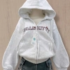 Áo hoodie zip form rộng thêu chữ Hello Kitty dễ thương, giá chỉ 174.600₫