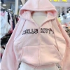 Áo hoodie zip form rộng thêu chữ Hello Kitty dễ thương, giá chỉ 174.600₫ 5