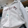 Áo hoodie zip form rộng thêu chữ Hello Kitty dễ thương, giá chỉ 174.600₫ 6