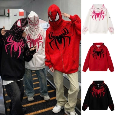 Áo Hoodie Zip Nam Nữ In Hình Nhện Khóa Kéo - Cá Tính Năng Động, Vui Nhộn 147,440₫