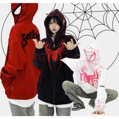 Áo Hoodie Zip Nam Nữ In Hình Nhện Khóa Kéo - Cá Tính Năng Động, Vui Nhộn 147,440₫