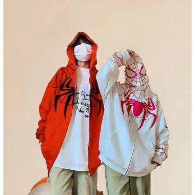 Áo Hoodie Zip Nam Nữ In Hình Nhện Khóa Kéo - Cá Tính Năng Động, Vui Nhộn 147,440₫