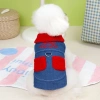 Áo Jeans giữ ấm cho mèo & chó, lót lông dễ thương, móc dây thoáng khí, thời trang Poodle, Chihuahua, Yorkie