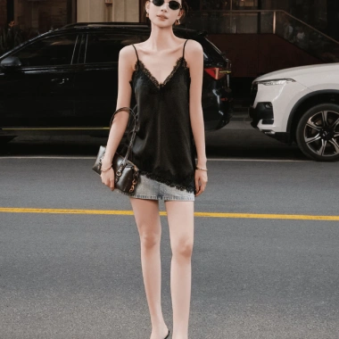 Áo Kaylin 2 dây ren Lace Cami, vải lụa co giãn, BST The First Breath A132T1 - Giá 400k
