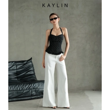Áo KAYLIN chấm bi ren lụa mango mềm mại, BST Thu 2.025, giảm còn 386.000₫