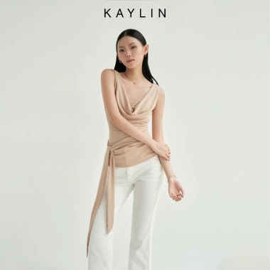 Áo Kaylin cổ đổ, phối bra ren, thun dẻo vân mây – BST Thu Đông 2.025, chỉ 398.000₫