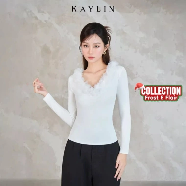 Áo KAYLIN cổ phối hoa dài tay, thun lụa cotton 2 lớp co giãn, phong cách cá tính - BST Tháng 12.2.025 A120T12 giá 420.000