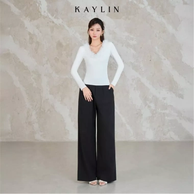 Áo KAYLIN cổ phối hoa dài tay, thun lụa cotton 2 lớp co giãn, phong cách cá tính - BST Tháng 12.2.025 A120T12 giá 420.000