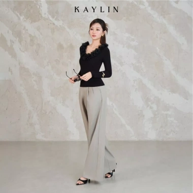 Áo KAYLIN cổ phối hoa dài tay, thun lụa cotton 2 lớp co giãn, phong cách cá tính - BST Tháng 12.2.025 A120T12 giá 420.000