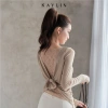 Áo KAYLIN cổ thuyền lưng hở ren, thun nhung co giãn gợi cảm BST Tháng 11.2.025 N2.408 340k 5