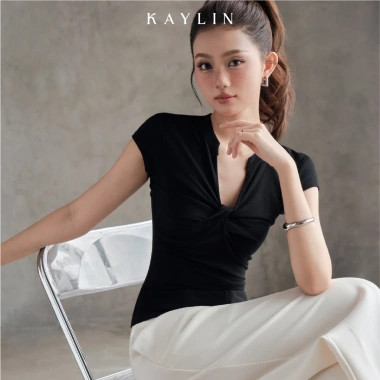 Áo KAYLIN cổ V xoắn ngực thun co giãn cá tính - BST 11/2.025, giảm còn 314k