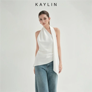 Áo KAYLIN cổ yếm chiết eo lụa nhũ ánh kim thanh lịch BST Thu Đông 2.025 - Giá giảm còn 410.000 VND