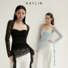 Áo Kaylin cụp ngực tay dài, lưới ren và thun co giãn, gợi cảm BST Thu Đông 2.025 2