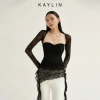 Áo Kaylin cụp ngực tay dài, lưới ren và thun co giãn, gợi cảm BST Thu Đông 2.025 7