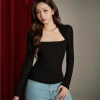 Áo Kaylin Fit Square Top cổ vuông tay dài vải thun, giảm giá Tết Collection 380k 3
