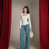 Áo Kaylin Fit Square Top cổ vuông tay dài vải thun, giảm giá Tết Collection 380k 4