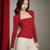 Áo Kaylin Fit Square Top cổ vuông tay dài vải thun, giảm giá Tết Collection 380k 8