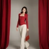 Áo Kaylin Fit Square Top cổ vuông tay dài vải thun, giảm giá Tết Collection 380k 9