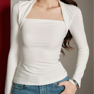 Áo Kaylin Fit Square Top cổ vuông tay dài vải thun, giảm giá Tết Collection 380k 10 Áo Kaylin Fit Square Top cổ vuông tay dài vải thun, giảm giá Tết Collection 380k 10