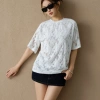 Áo Kaylin Floral Lace tay ngắn dáng suông ren thun hoa dệt nổi - A147T3, 400k 2