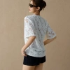 Áo Kaylin Floral Lace tay ngắn dáng suông ren thun hoa dệt nổi - A147T3, 400k 3