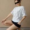 Áo Kaylin Floral Lace tay ngắn dáng suông ren thun hoa dệt nổi - A147T3, 400k 4