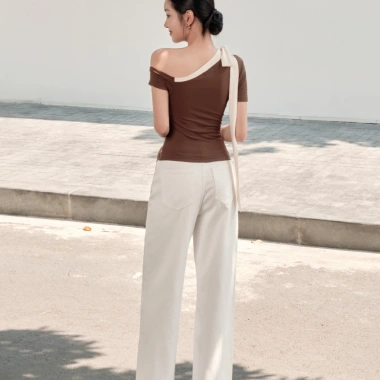 Áo Kaylin lệch vai ôm nơ dài, thun cotton co giãn, cá tính BST Tháng 3 A149T3 350k 6