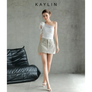 Áo Kaylin lệch vai ren thun poly dẻo - Phong cách cá tính, giảm giá 290.000₫
