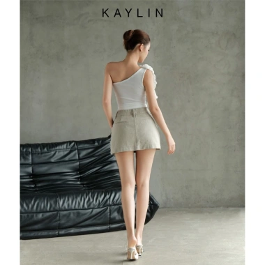 Áo Kaylin lệch vai ren thun poly dẻo - Phong cách cá tính, giảm giá 290.000₫