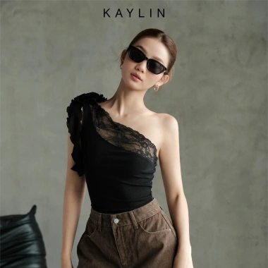 Áo Kaylin lệch vai ren thun poly dẻo - Phong cách cá tính, giảm giá 290.000₫
