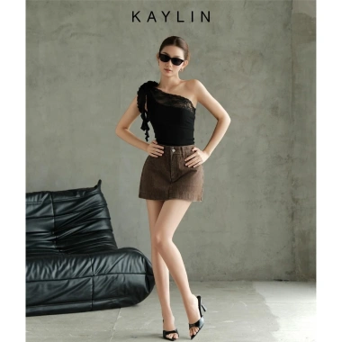 Áo Kaylin lệch vai ren thun poly dẻo - Phong cách cá tính, giảm giá 290.000₫