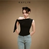 Áo KAYLIN lệch vai thắt nơ, vải thun ren thêu nổi – Cá tính, BST Thu 2.025, chỉ 310k 3