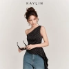 Áo Kaylin lệch vai vạt chéo tua rua Riva lụa chấm bi - Cá tính BST Hè 2.025, 410.000₫ 2