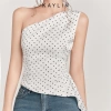 Áo Kaylin lệch vai vạt chéo tua rua Riva lụa chấm bi - Cá tính BST Hè 2.025, 410.000₫ 3