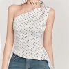 Áo Kaylin lệch vai vạt chéo tua rua Riva lụa chấm bi - Cá tính BST Hè 2.025, 410.000₫ 8