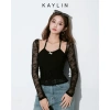 Áo Kaylin lưới tay dài phối yếm 2 dây thun cotton gợi cảm Hè 2.025 - Sale Sốc 221k 2