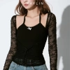 Áo Kaylin lưới tay dài phối yếm 2 dây thun cotton gợi cảm Hè 2.025 - Sale Sốc 221k 8